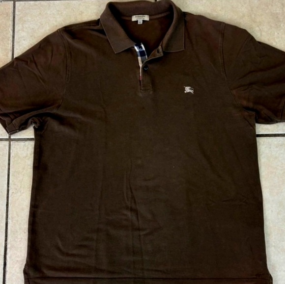 Burberry London Men's X L Brown Polo Shirt with Check Detail - Picture 3 of 6